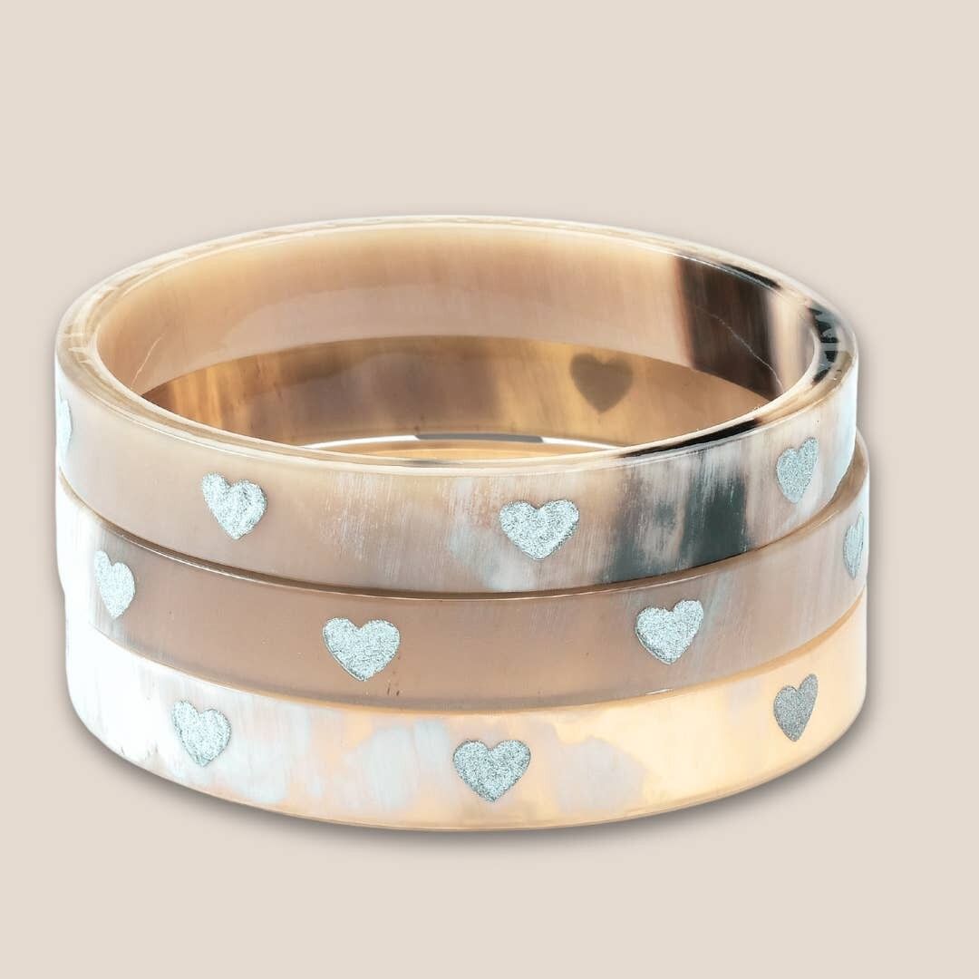 Silver heart horn bracelet