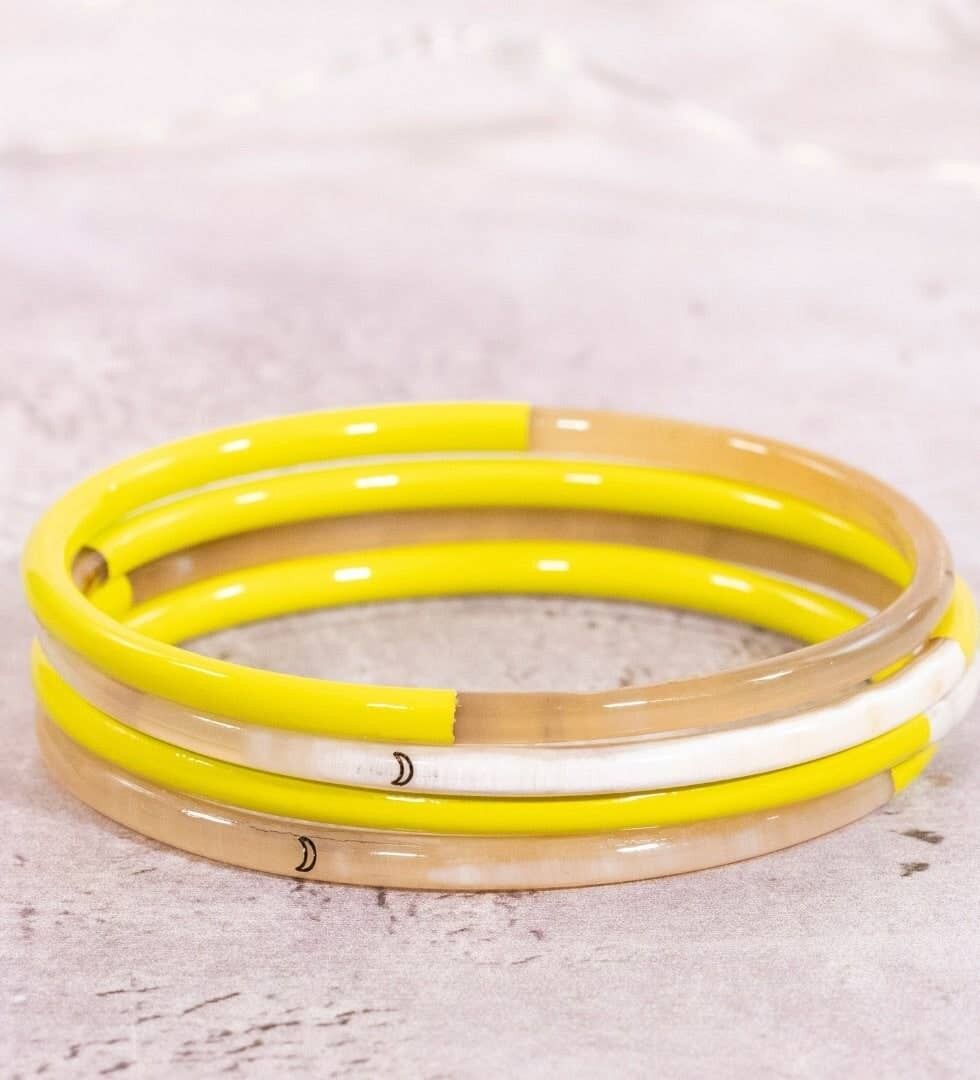 Recycled horn bangle 3mm Yellow No. 09
