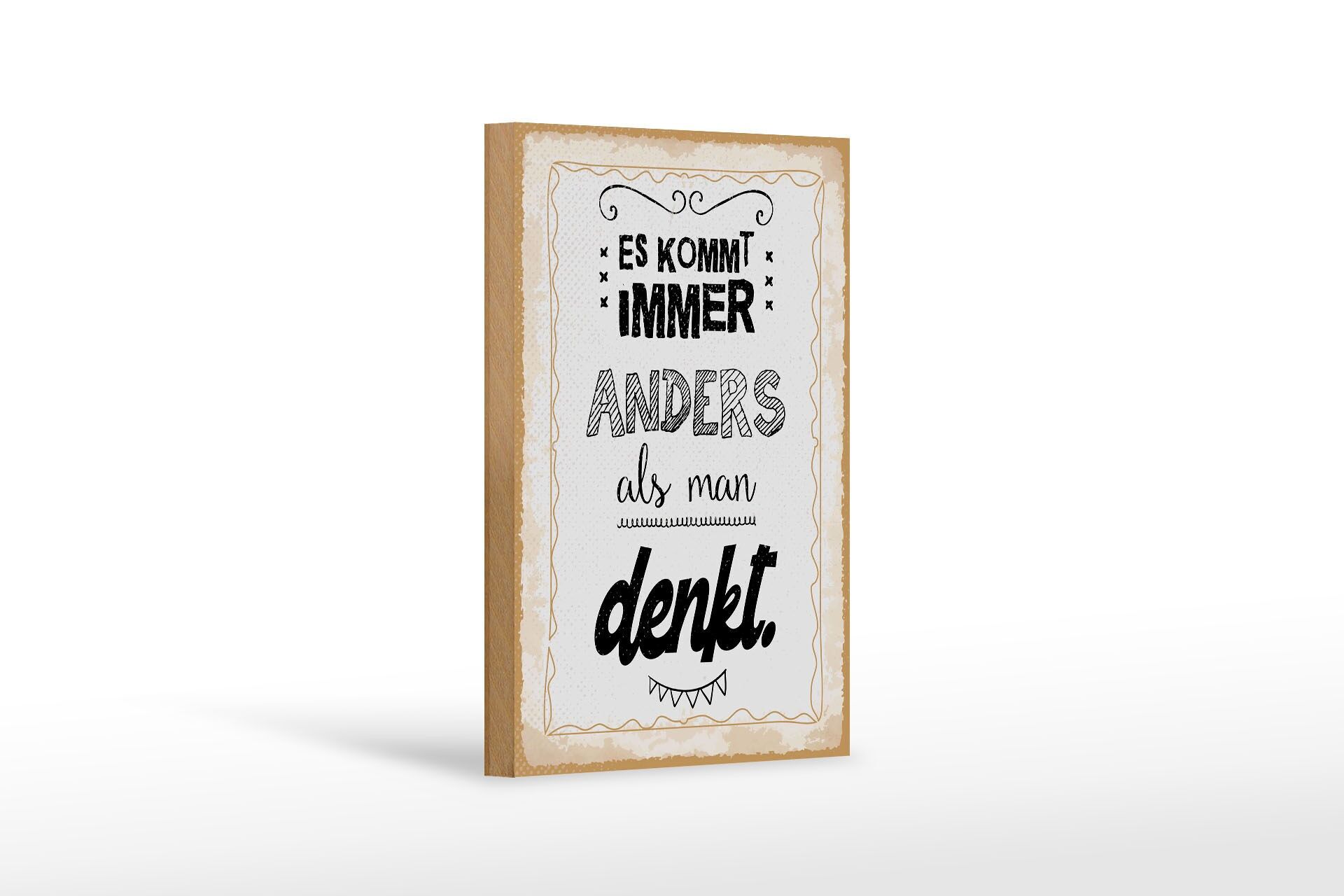 Wooden sign saying 12x18 cm It always turns out differently than you think decorative sign