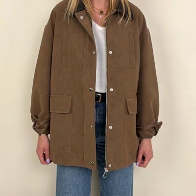 VESTE EN SUÉDINE AVEC COL CONTRASTÉ (3567)