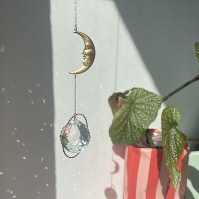 Suncatcher lune / capteur de lumière / cristal de fenêtre / prisme