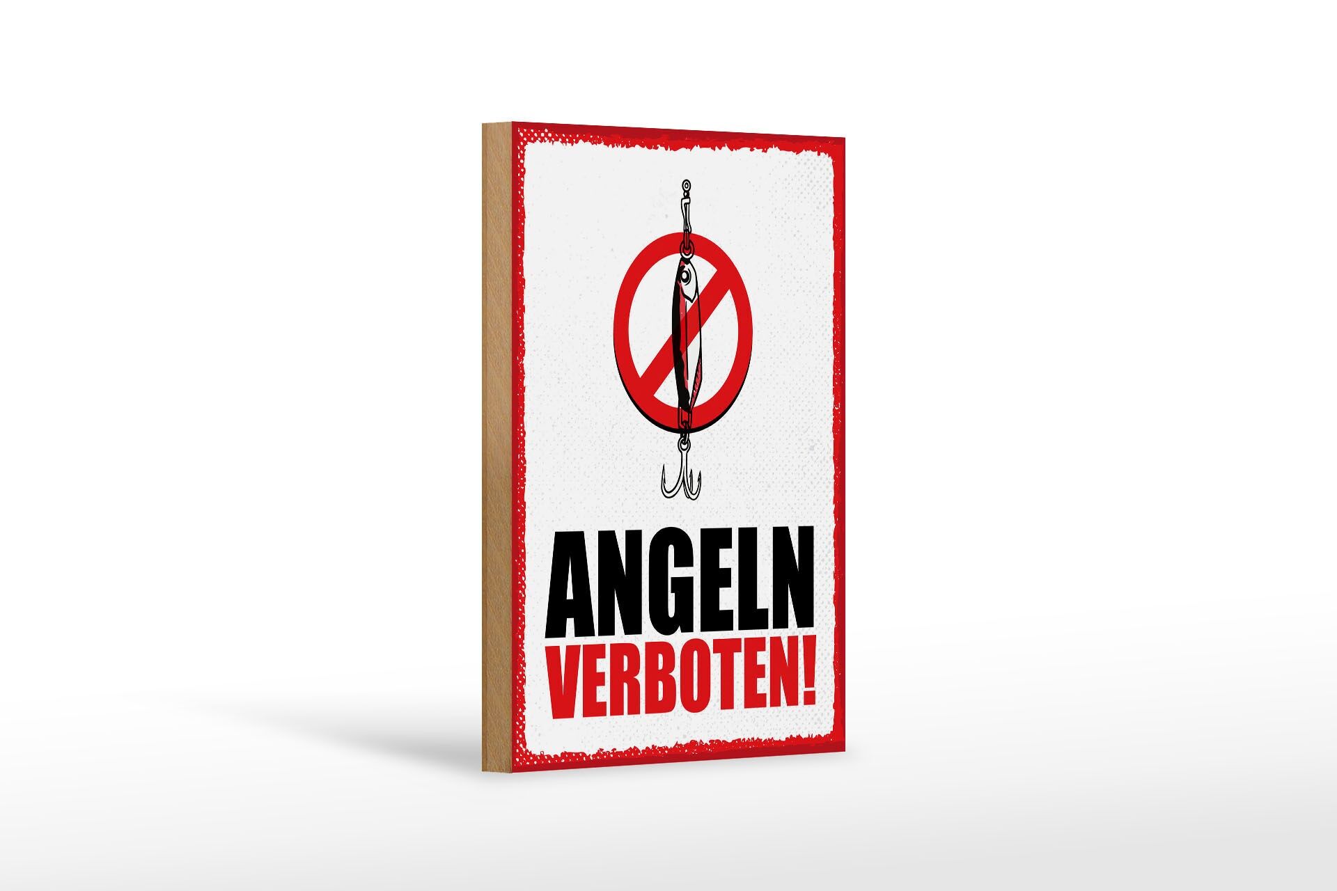 Holzschild Hinweis 20x30 cm Angeln verboten Köder Deko Schild