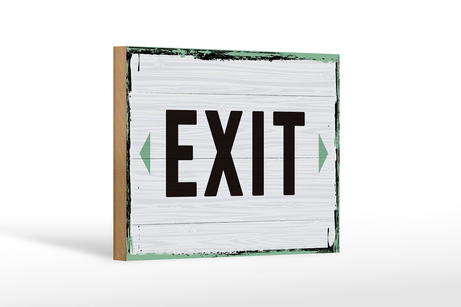 Holzschild Hinweis 20x30 cm Exit Pfeil links und rechts weißes Deko Schild