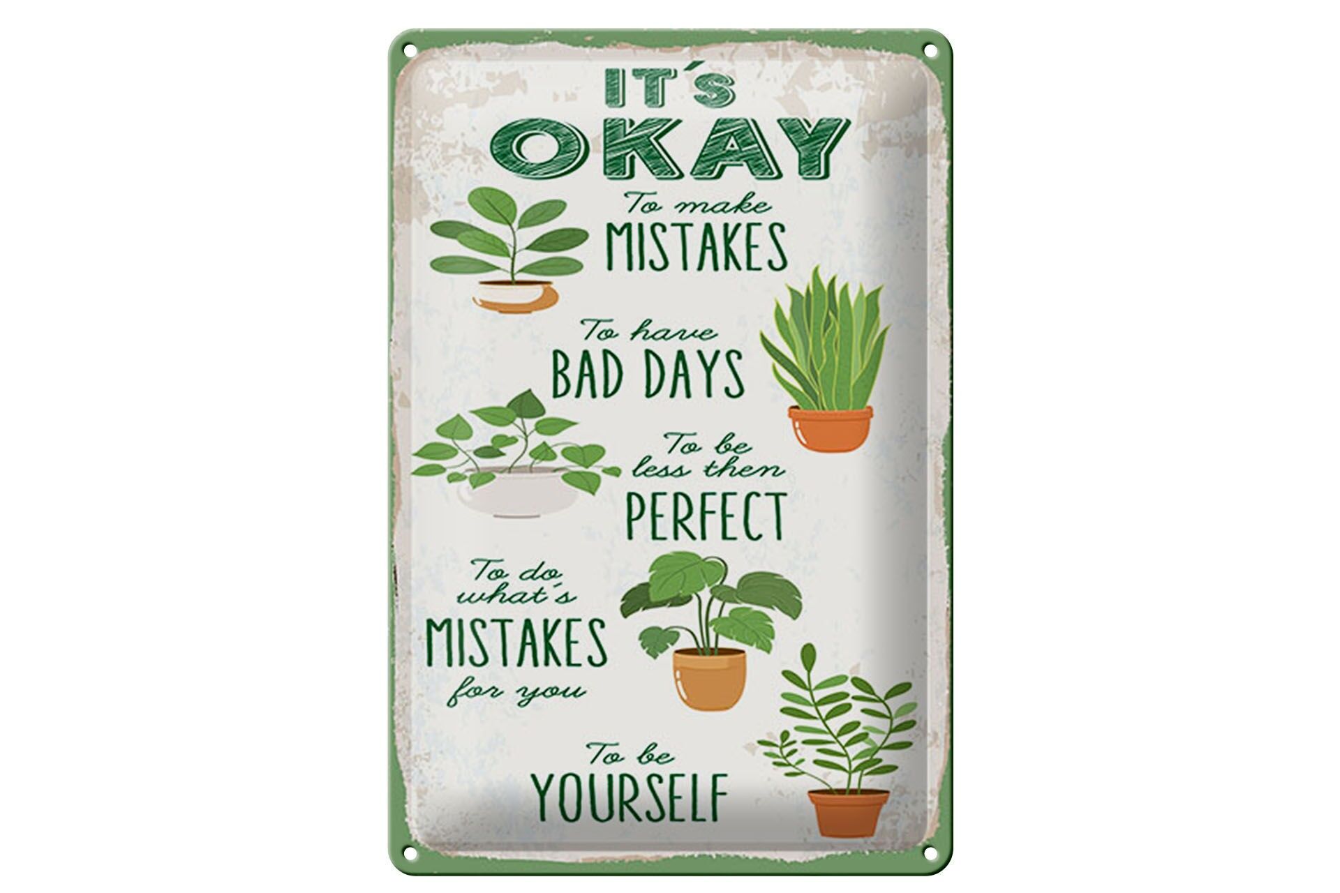Blechschild Spruch 20x30 cm It is ok to make mistakes Deko Schild
