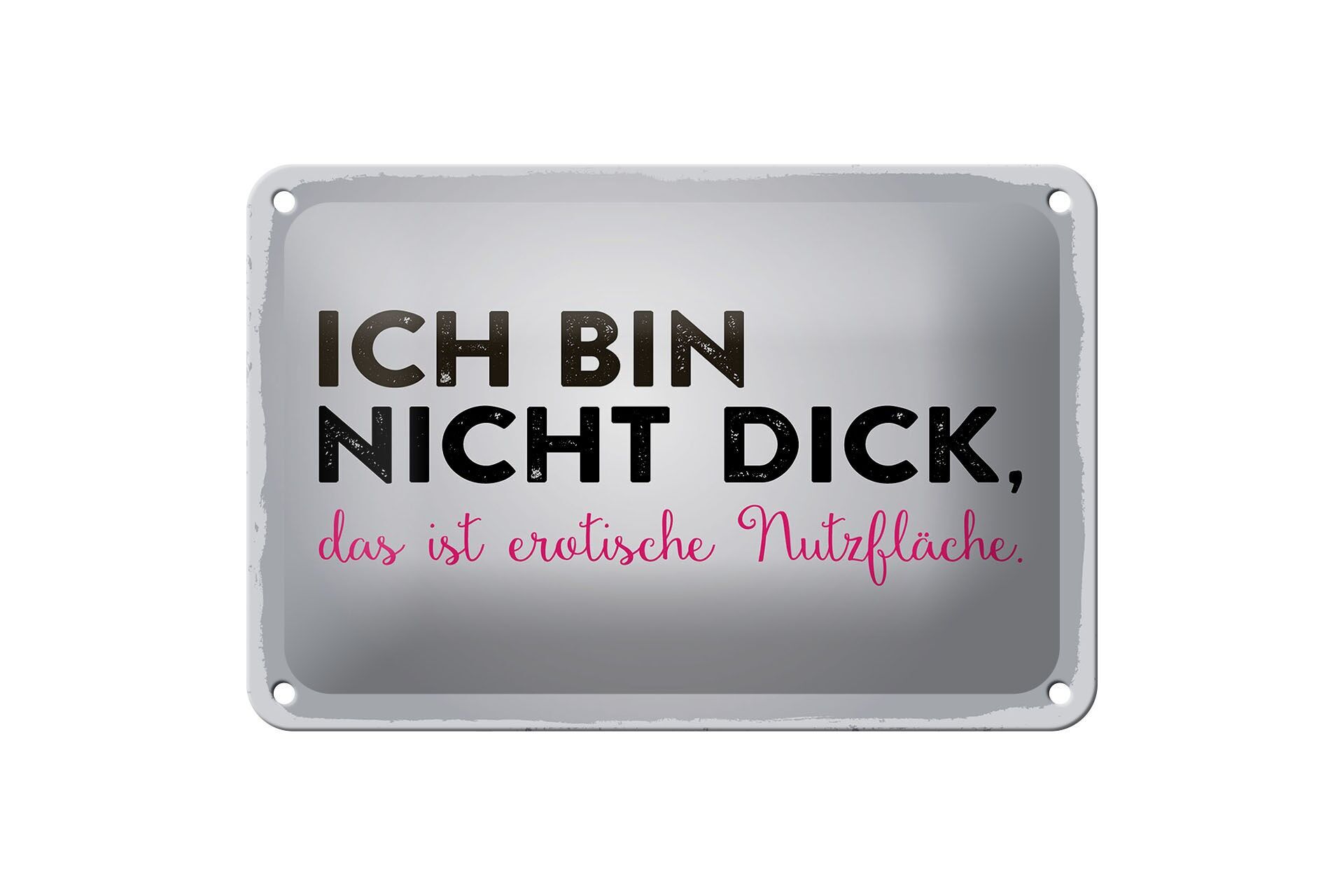 Blechschild Spruch 20x30 cm Ich bin nicht dick, das ist Nutzfläche Deko Schild