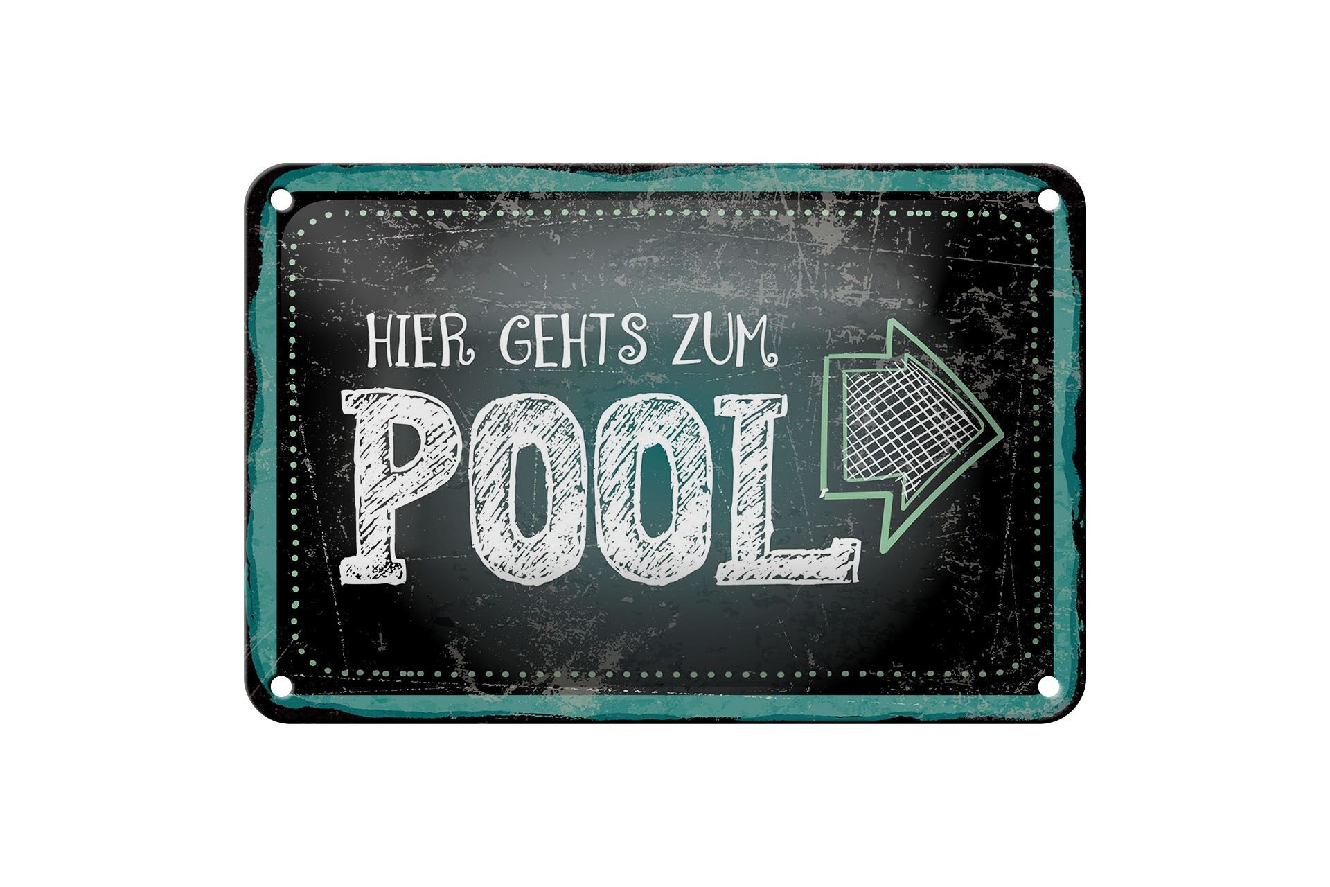 Blechschild Hinweis 20x30 cm Hier gehts zum Pool Deko Schild