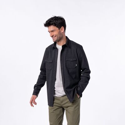 Black recycled polyester overshirt