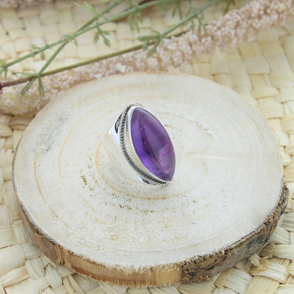 Amethyst Ring 925 Silver Méthystos T52