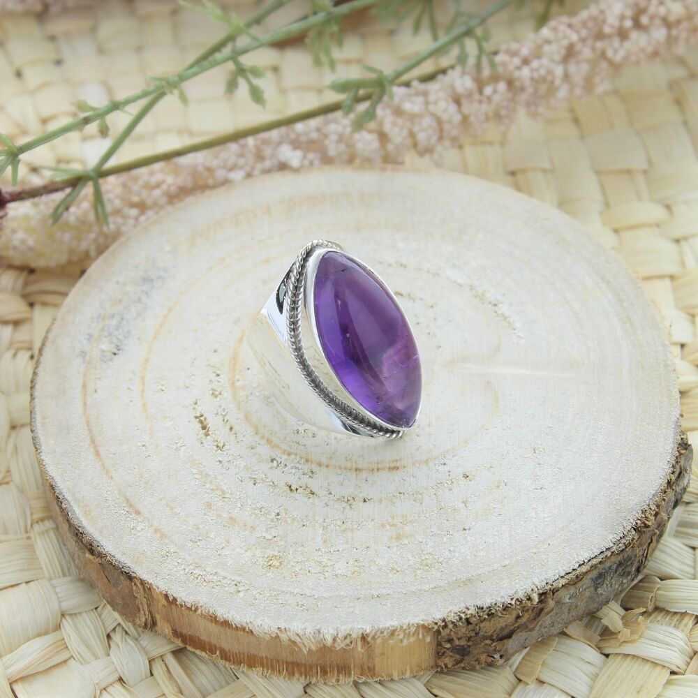Amethyst Ring 925 Silver Méthystos T53