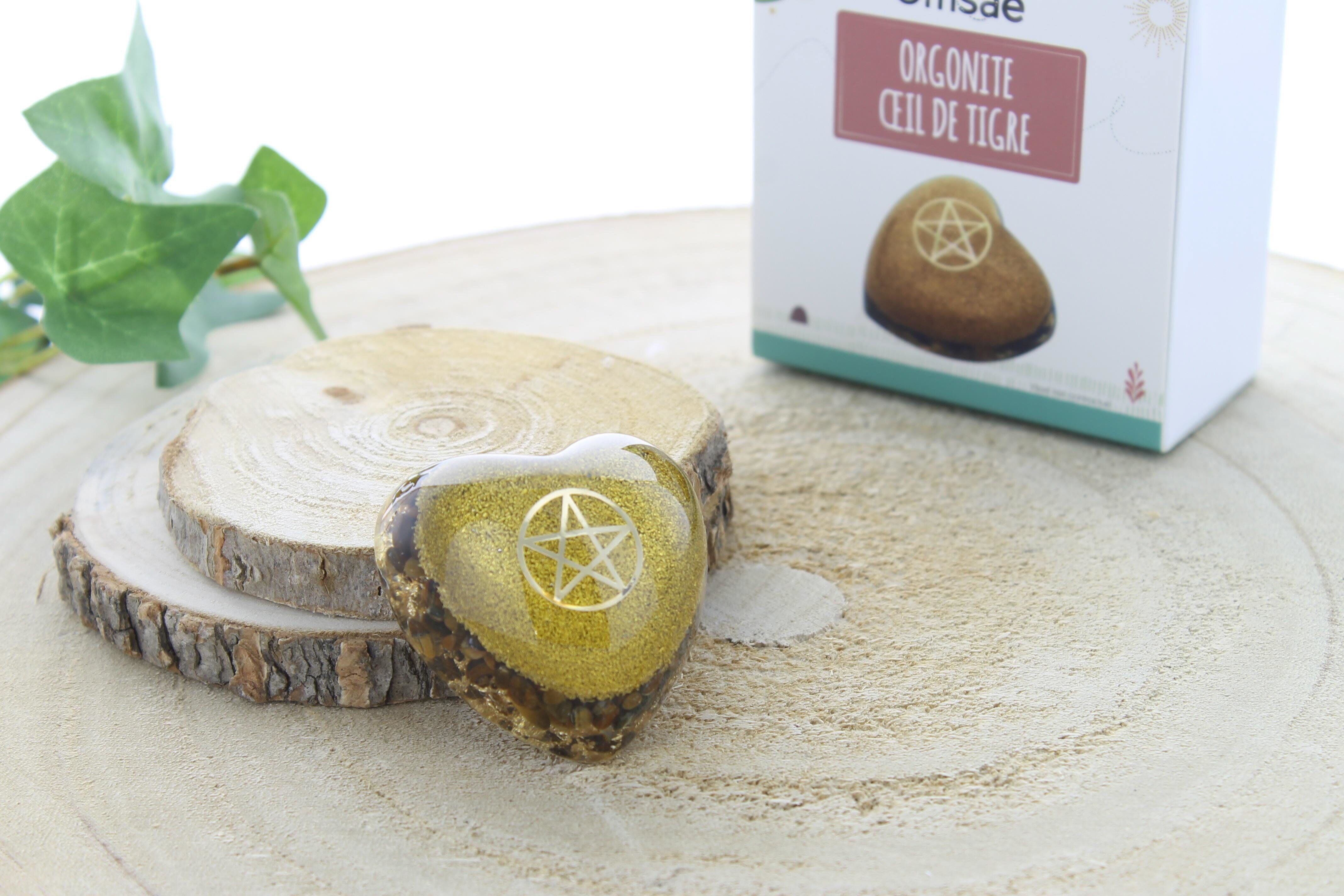 Orgonit Herz Tigerauge Pentagramm