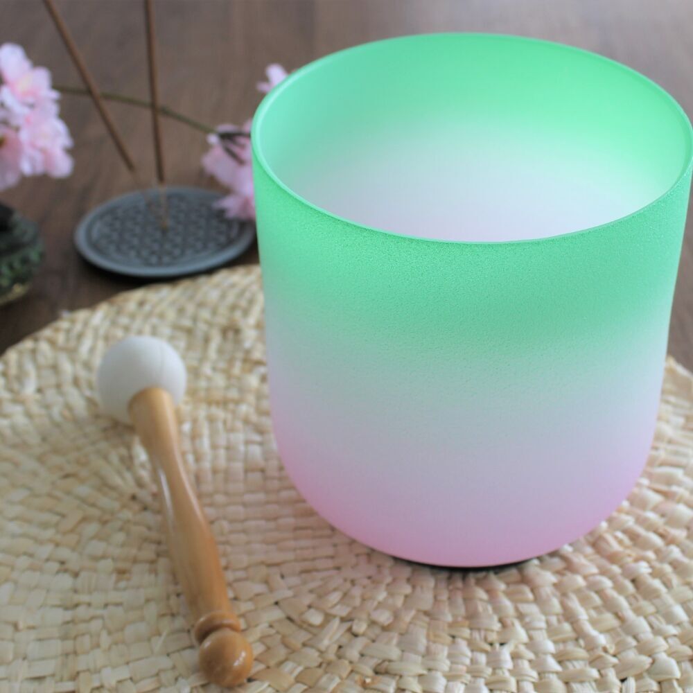 Bol Chantant en Cristal Candy Rose et Vert Diamètre 15 cm
