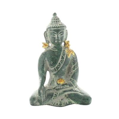 Antique Green Brass Varada Mudra Buddha Statuette 7.5 cm