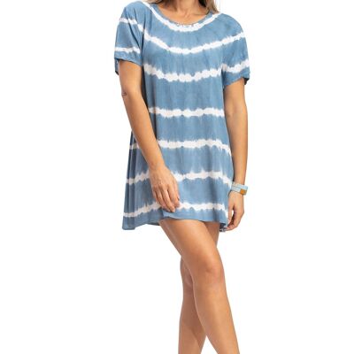 Top "Tie x Dye ciel" manches courtes, col rond, viscose SMLXL