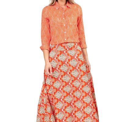 Camicetta "Esther Orange Twilight", 2 tasche sul petto, cotone (S, M, L, XL)