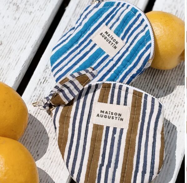 Portamonete a righe blu