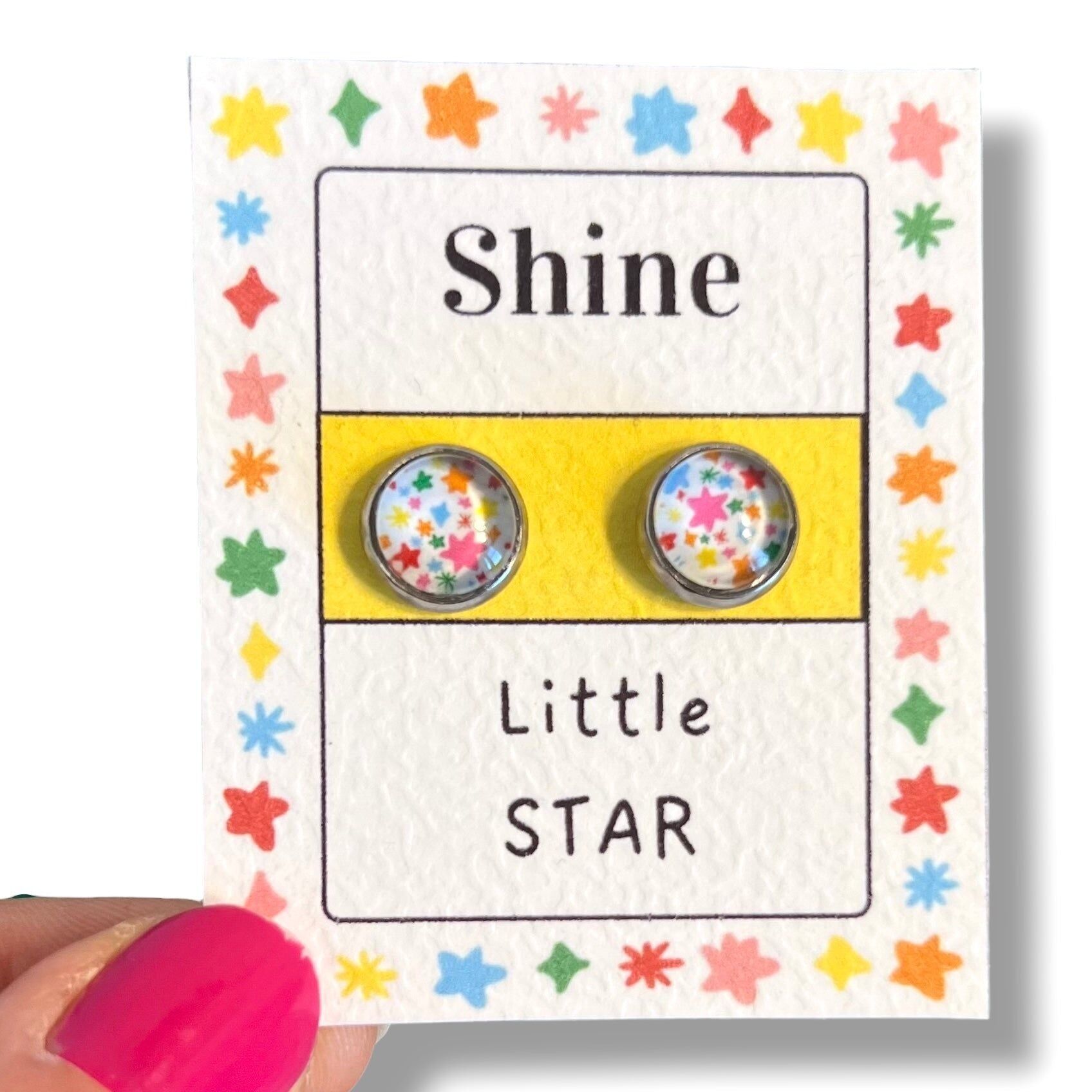 Children's Multicolored Star Stud Earrings