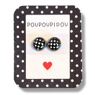 Children's Black and White Polka Dot Stud Earrings