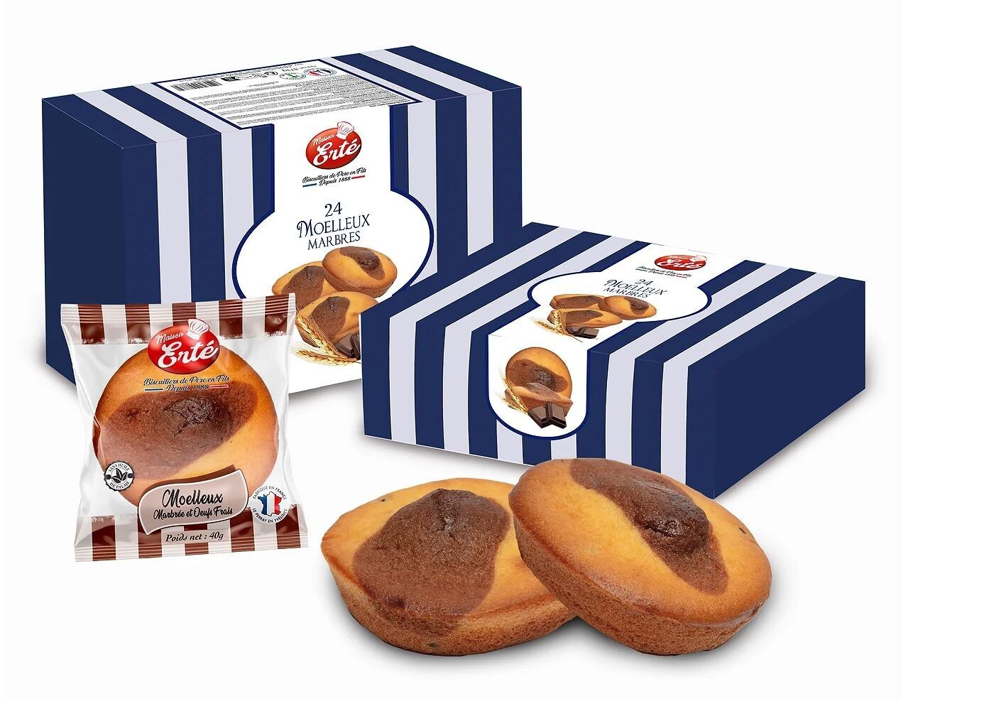 Schachtel mit 24 Marmorkuchen, 960 g