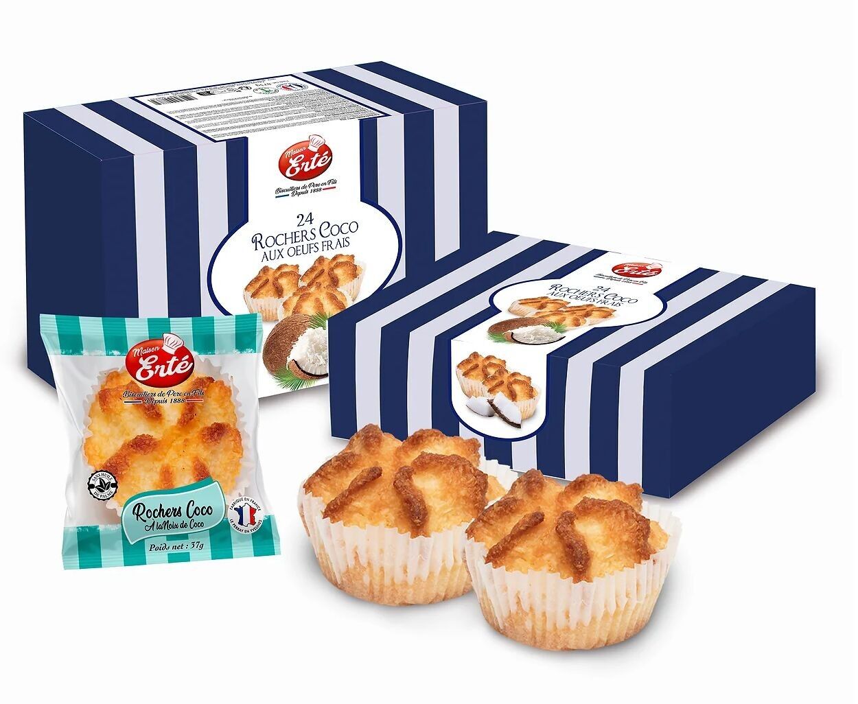 Schachtel mit 24 Kokosgebäckstücken, 888 g