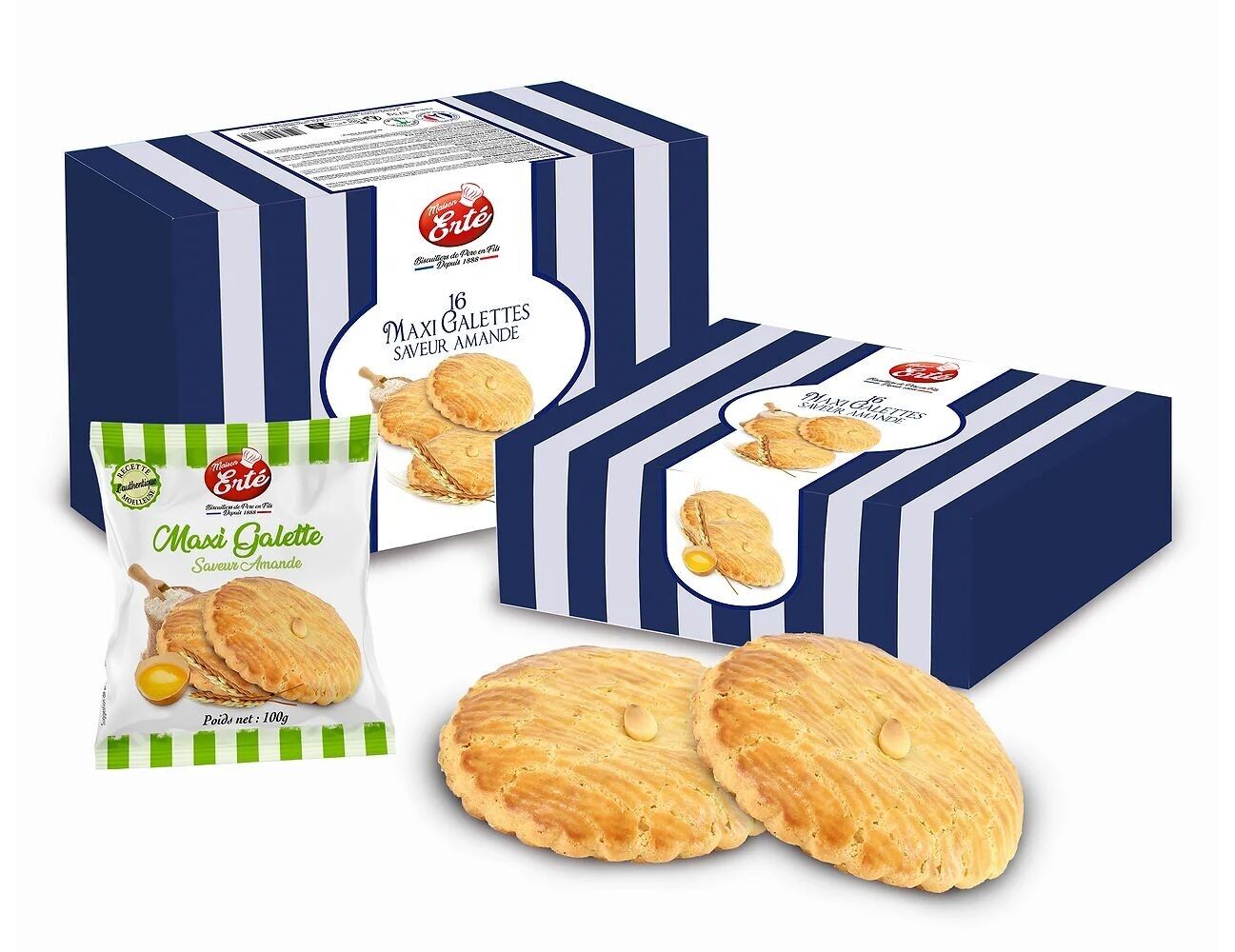 Schachtel mit 16 Maxi-Keksen mit Mandelgeschmack, 1,6 kg