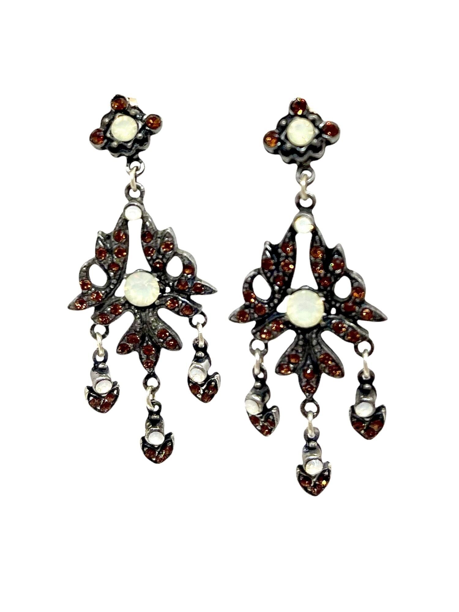 Lange Multikristallohrringe Sw und 925 Silber 10µ T2