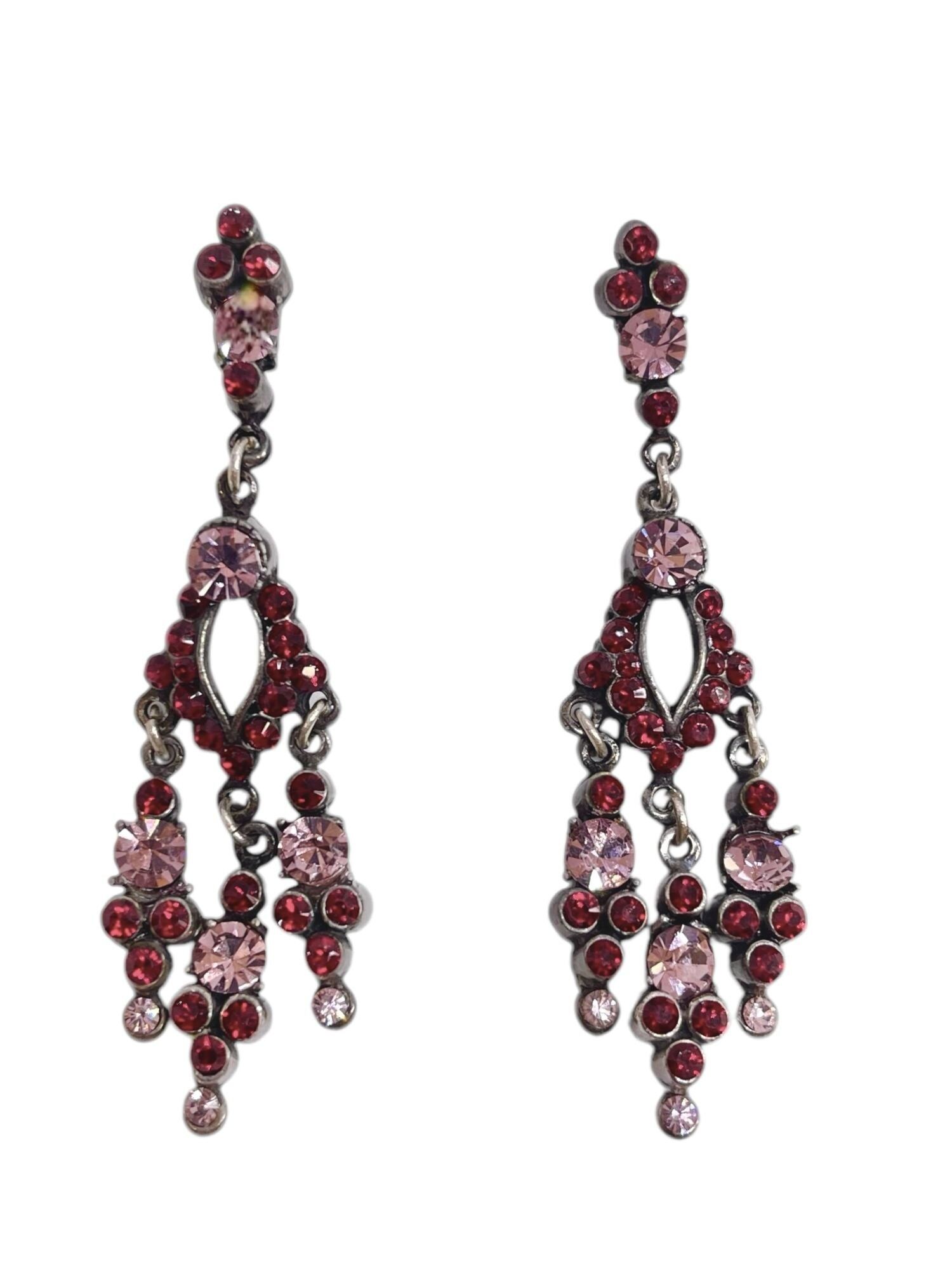 Lange Multikristallohrringe Sw und 925 Silber 10µ T5