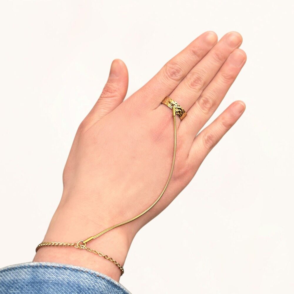 Handkette - gehämmerter Ring, Kabelglieder und Schlangenglied