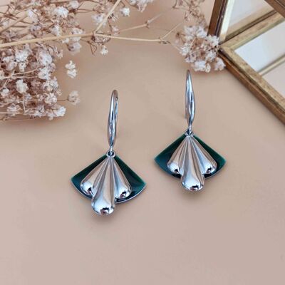 Boucles d'oreilles éventail rétro chic L'harmonieuse Vert