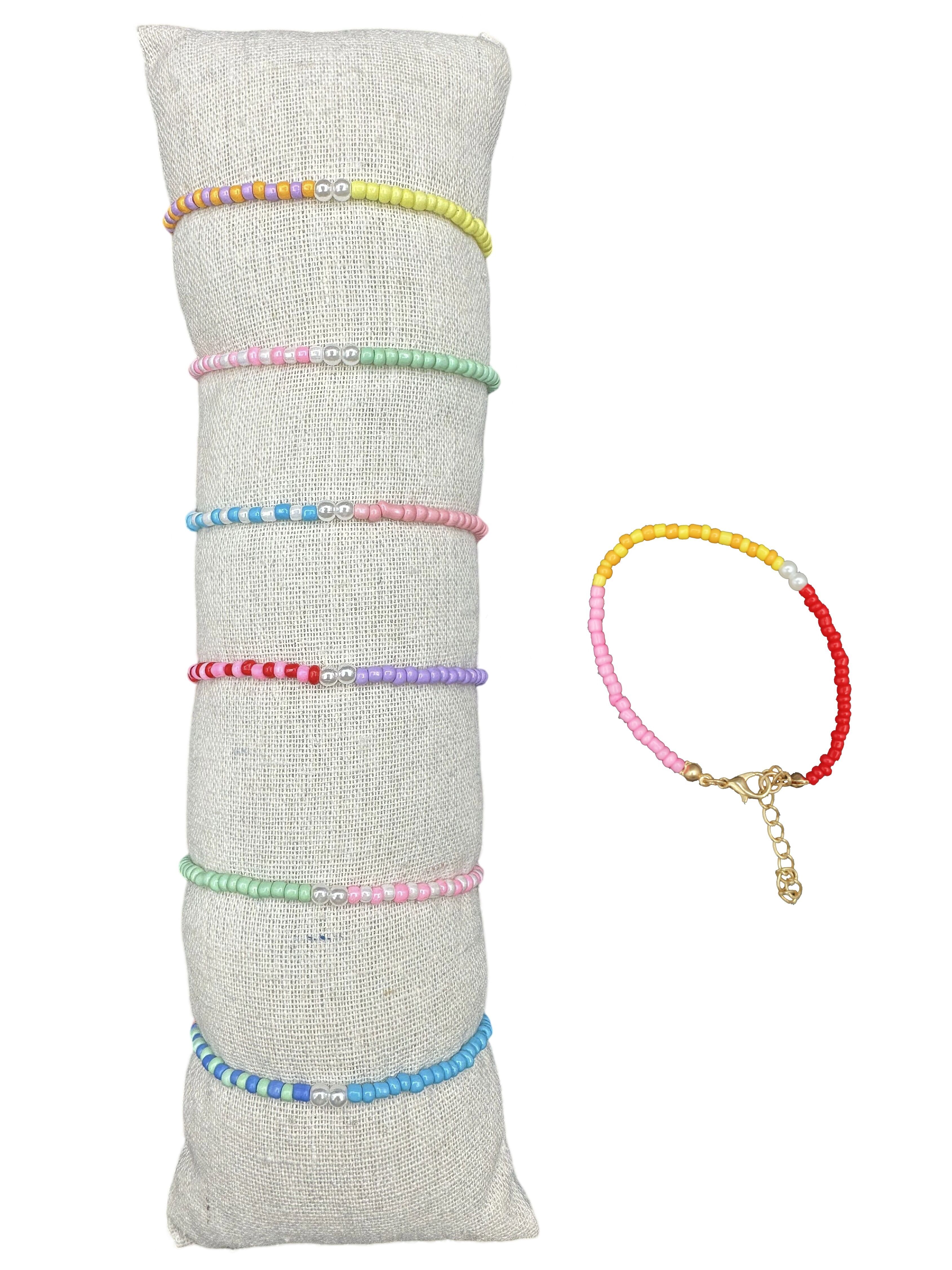 Set of 35 colorful beaded bracelets