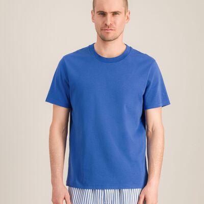 Camiseta de algodón orgánico para hombre, color azul