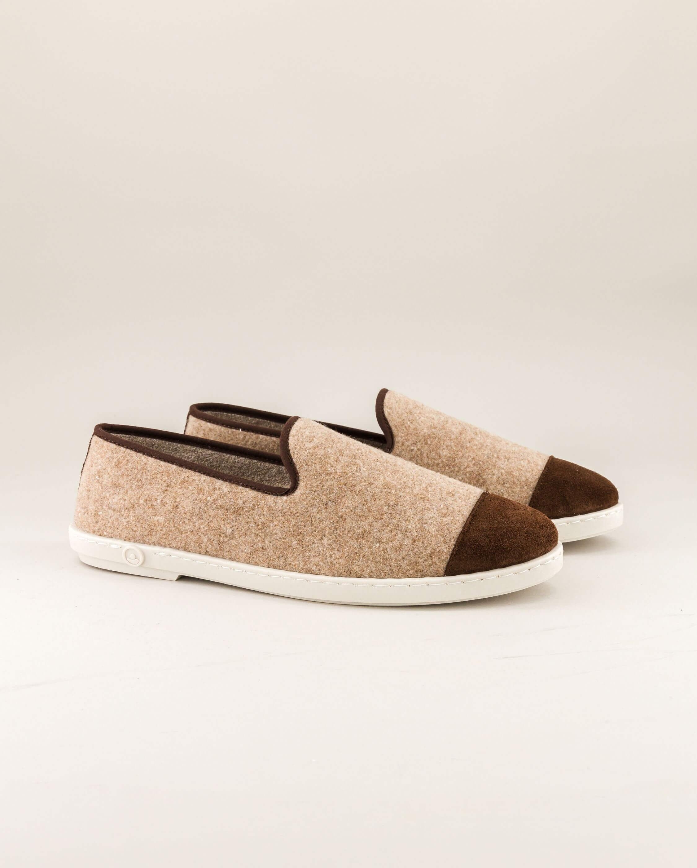 Damen Wollpantoffeln, Schokoladensand