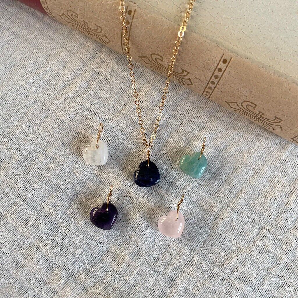 Valentinstag Naturstein Herz Halskette