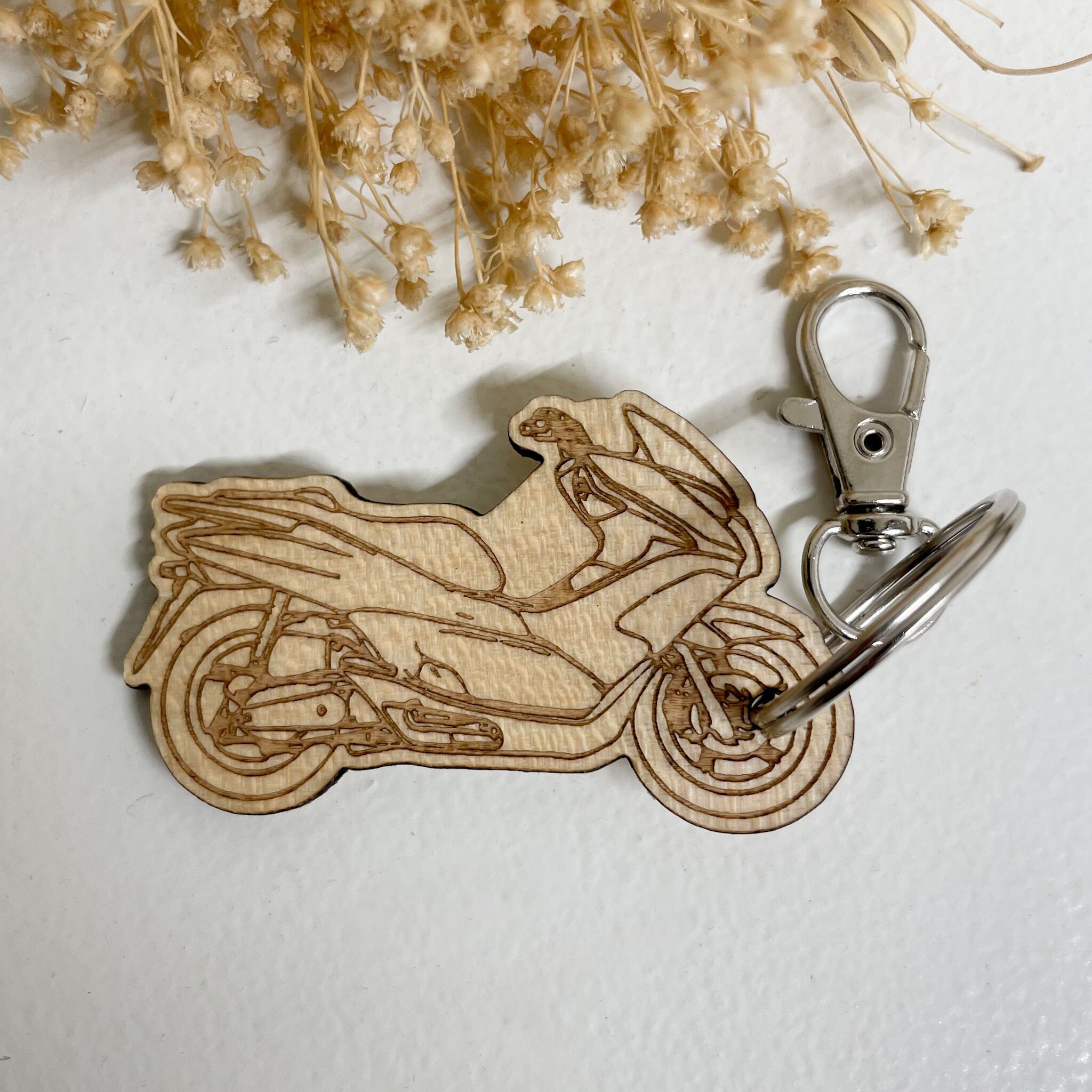 Customizable wooden scooter keychain