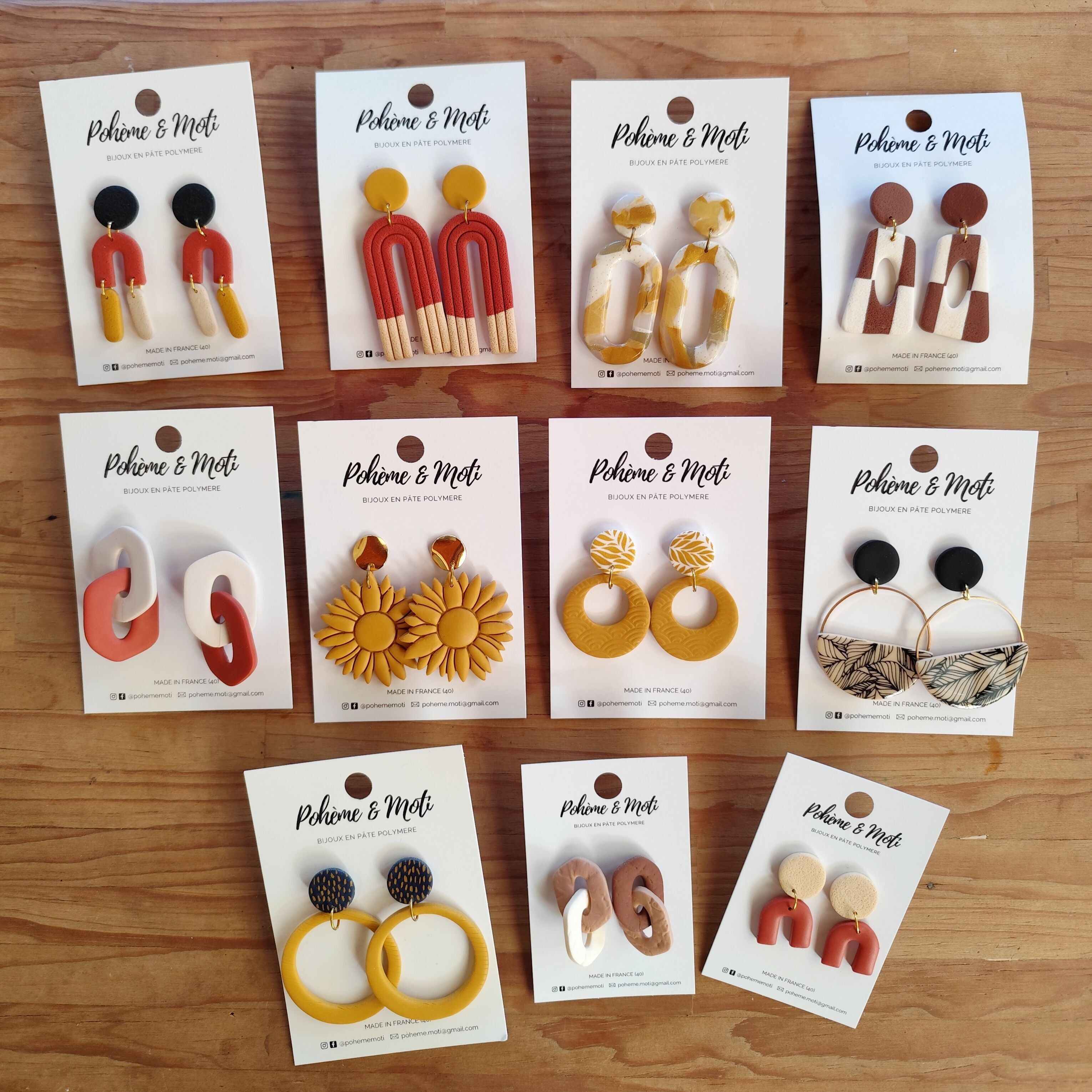 Lot de boucles d'oreilles en pâte polymère