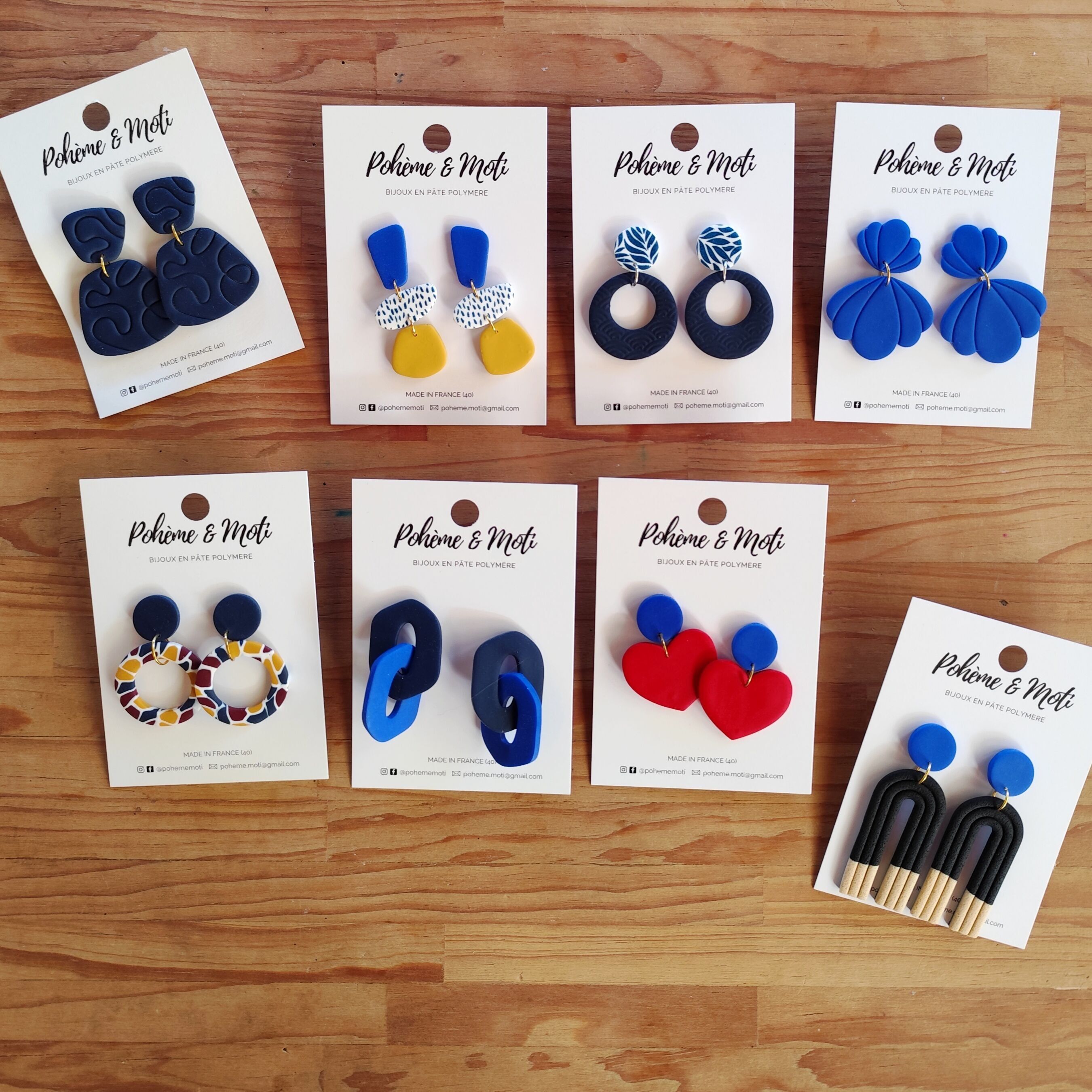 Lot de boucles d'oreilles en pâte polymère