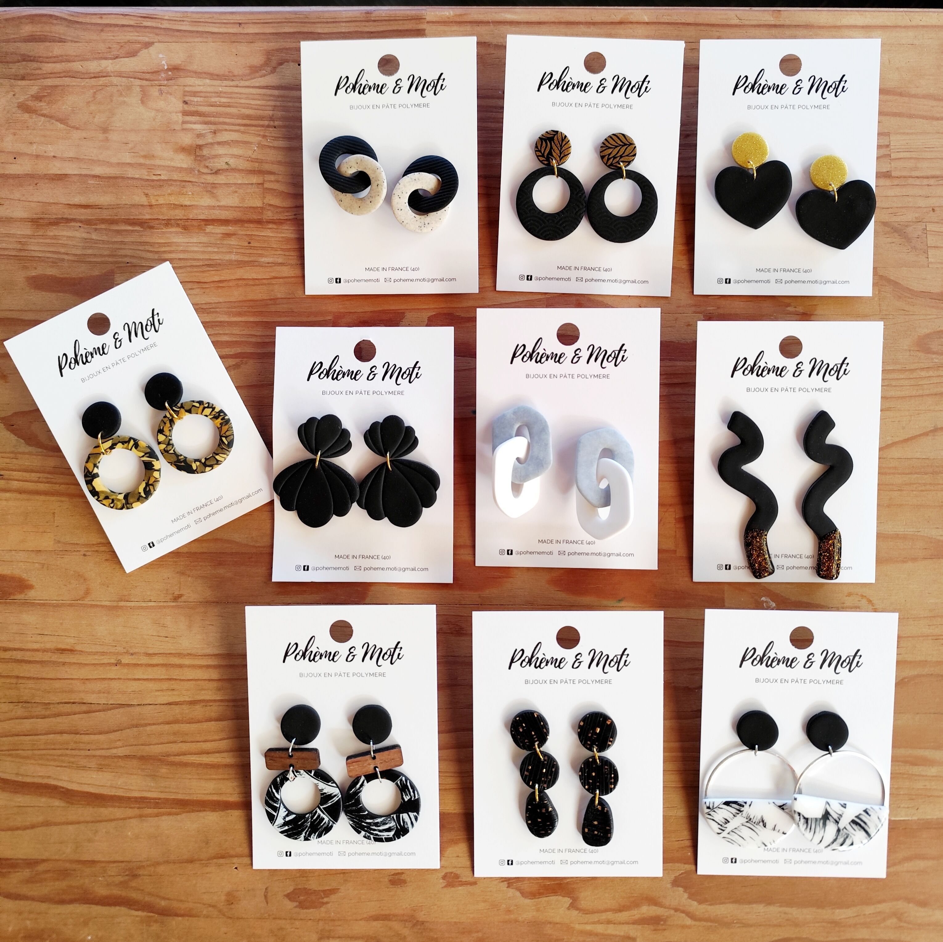 Lot de boucles d'oreilles en pâte polymère