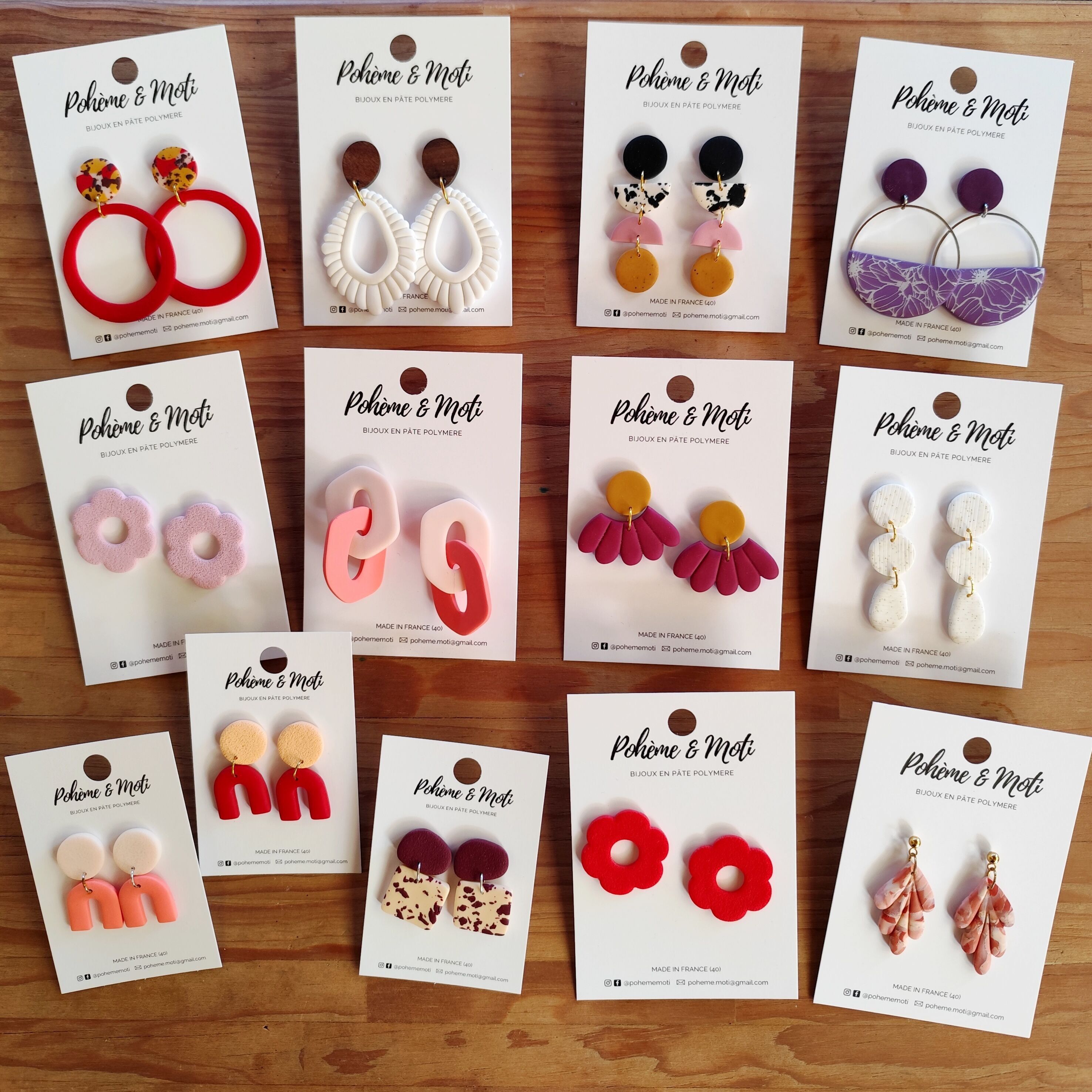 Lot de boucles d'oreilles en pâte polymère