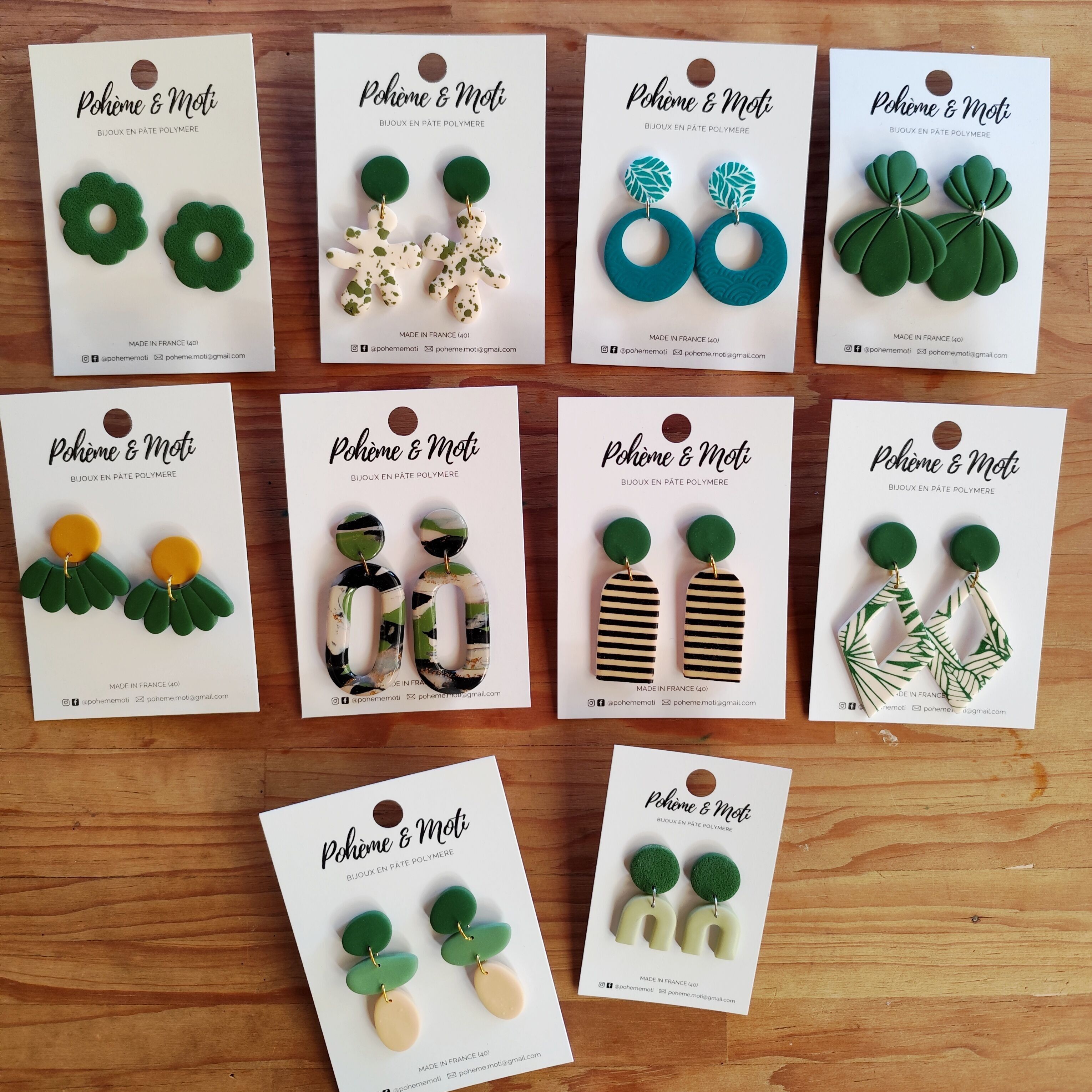 Lot de boucles d'oreilles en pâte polymère