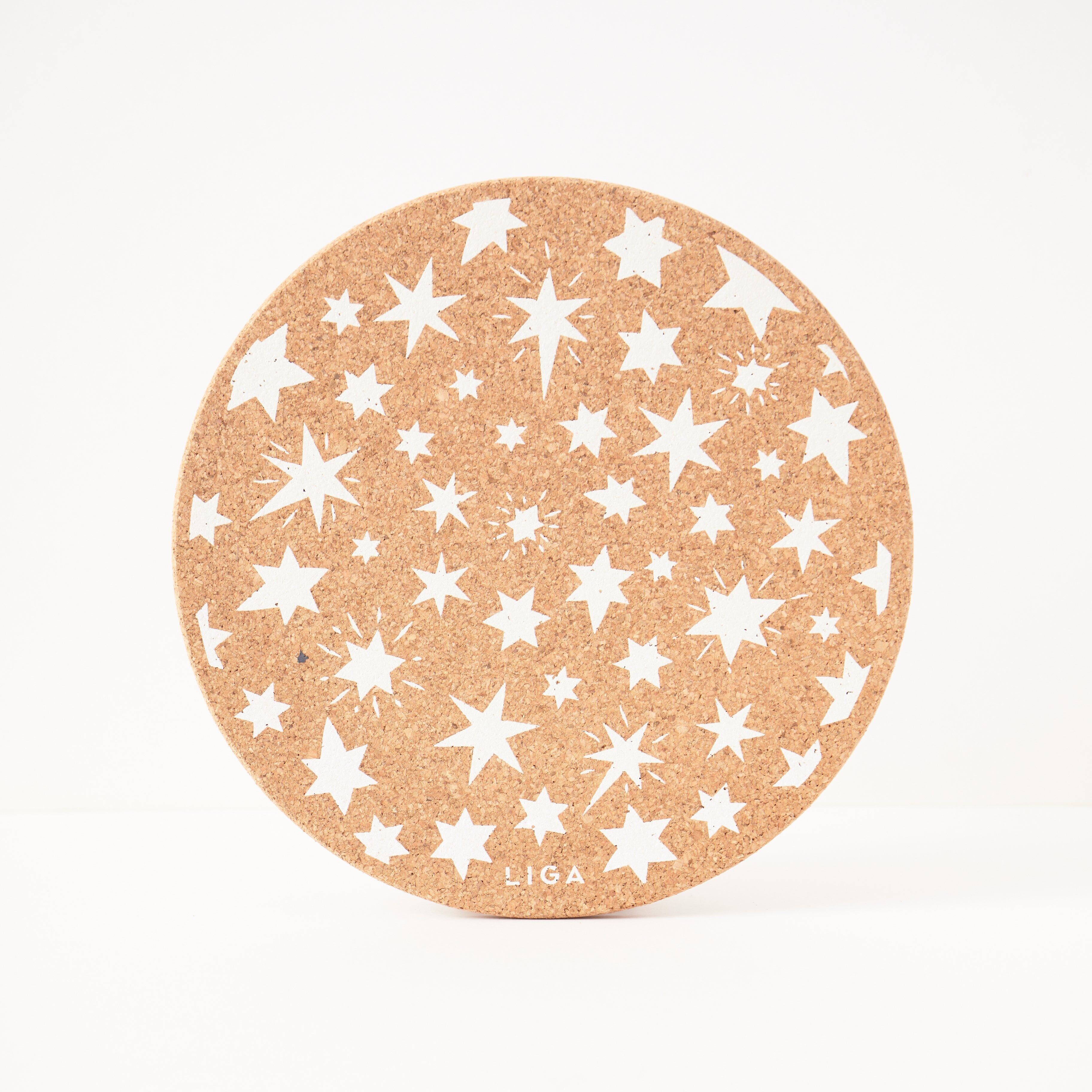 Eco Cork Placemat  White Stars | Sustainable Homeware & Gifts