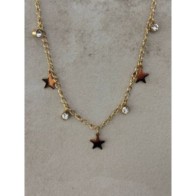 Star Waterproof Anklet w White Zirconias