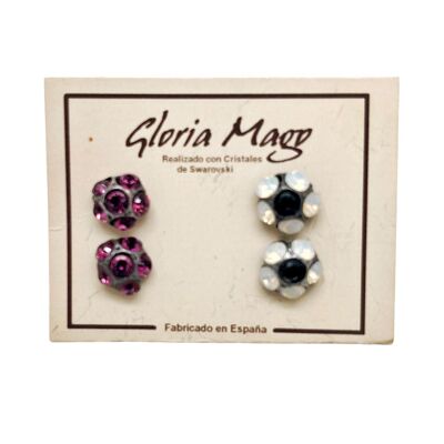 Pack de boucles d'oreilles en argent 10µ et cristaux Amat SW assortis