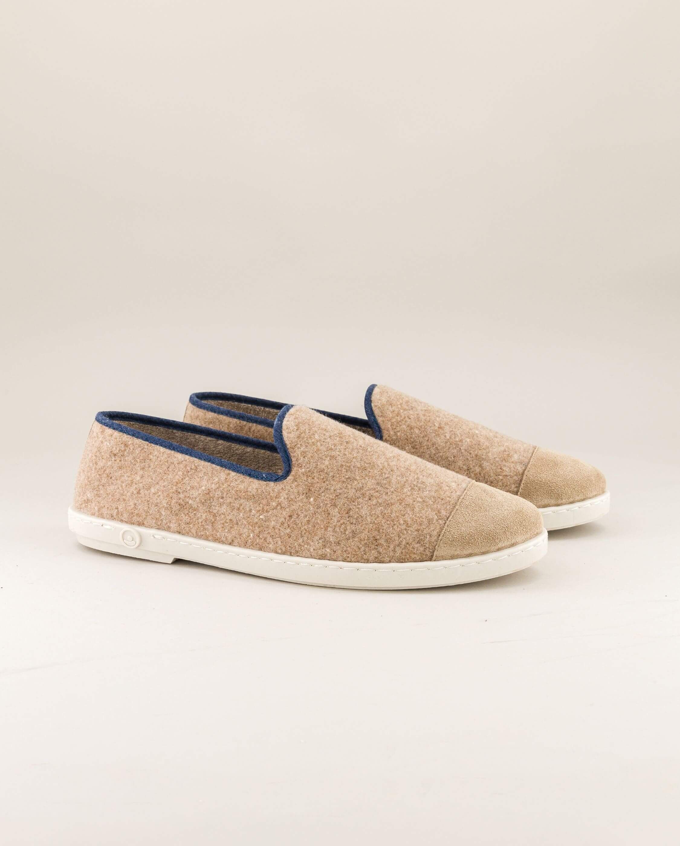 Pantofole da uomo in lana, color sabbia denim