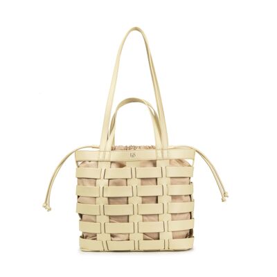 Marilia ivory vegan leather tote bag