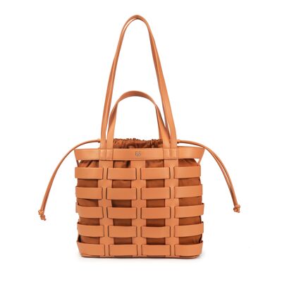 Marilia orange vegan leather tote bag