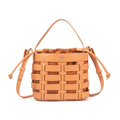 Borsa a secchiello Ruth in pelle vegana arancione con tracolla