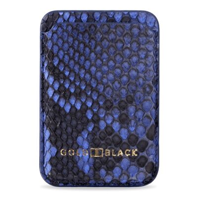 iPhone MagSafe Wallet - Cuir de python bleu