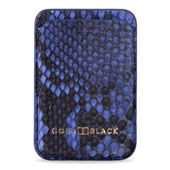iPhone MagSafe Wallet - Cuir de python bleu 1