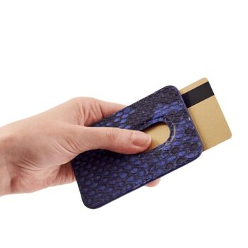 iPhone MagSafe Wallet - Cuir de python bleu 3