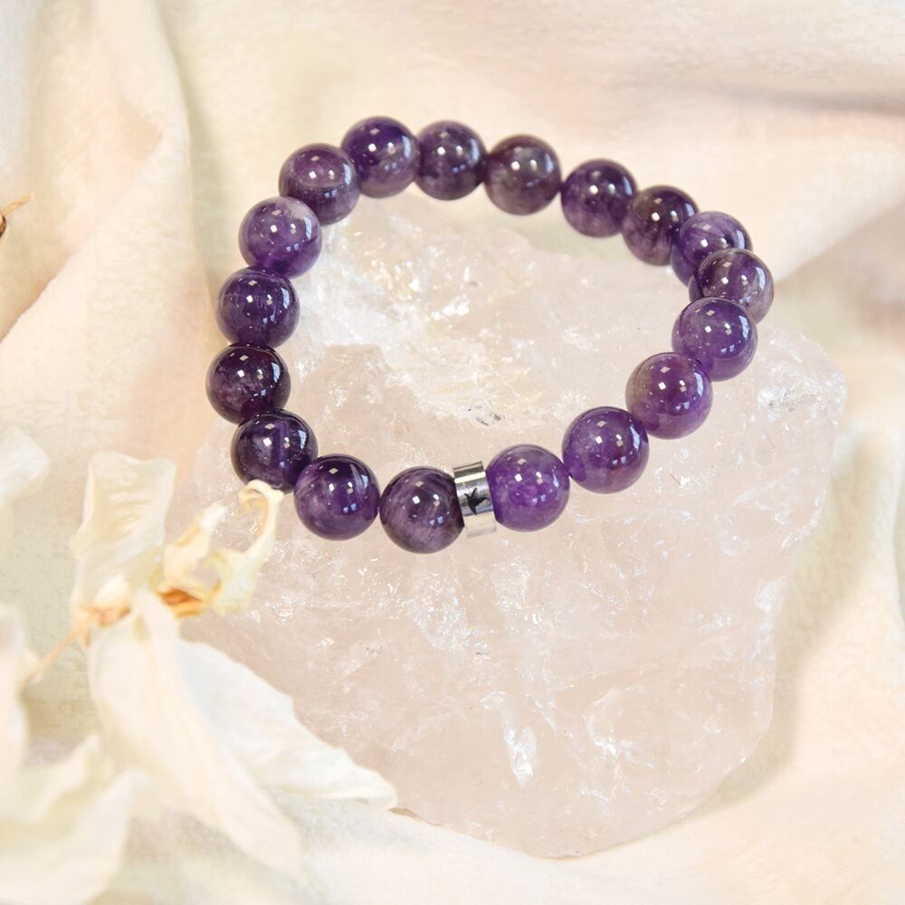 Amethyst Bracelet Round Beads 10 mm