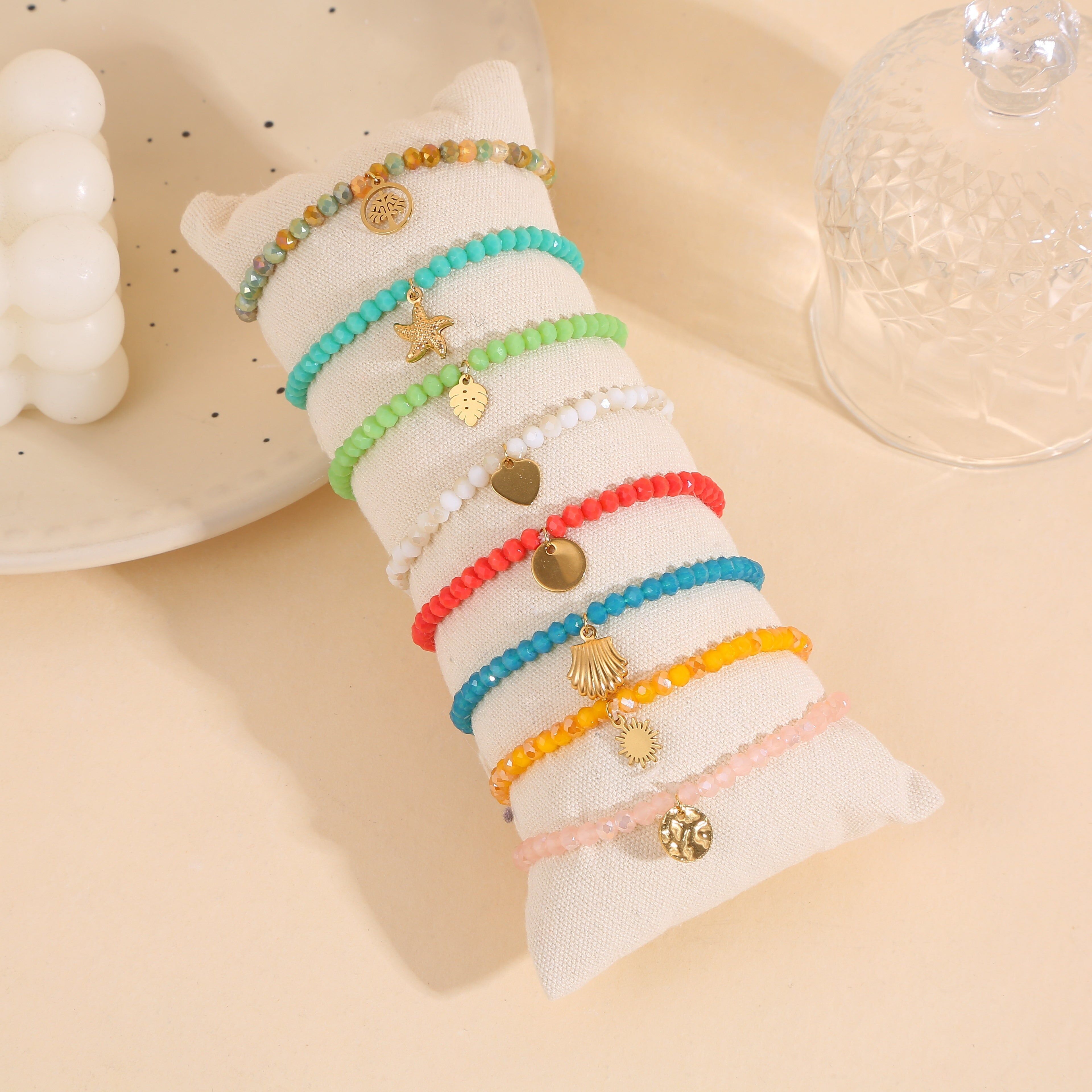 Set di 8 braccialetti elastici colorati multicolore rosa